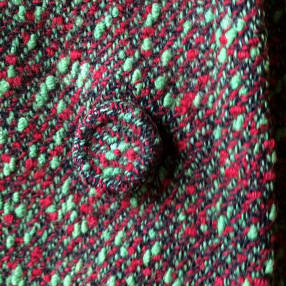 Vintage 2 PC. Tweed Suit, Red, Green, Black - Picture 6 of 8